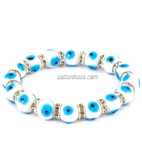 Turkish White Evil Eye Bracelet 10 mm