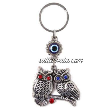 Metal Double Owl Keychain
