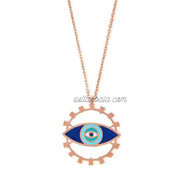 925 Sterling Silver Eye Necklace 4.4 Gr