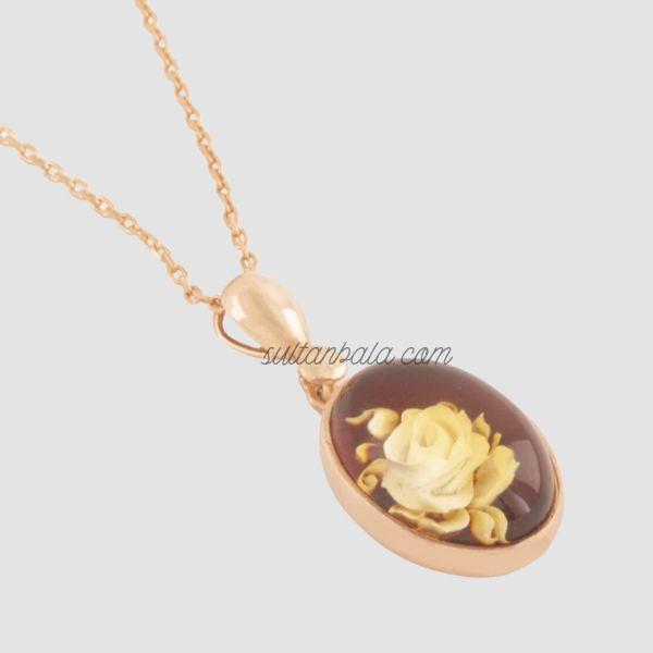 Hand Carved Cameo Baltic Amber with 925 Sterlin Silver Chain Hand Carved Cameo Baltic Amber with 925 Sterlin Silver Chain