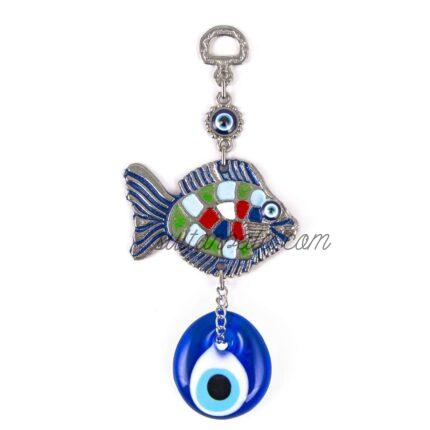 Painted Fish Evil Eye Metal Wall Decoration
