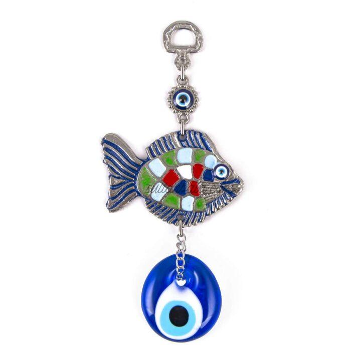 Painted Fish Evil Eye Metal Wall Decoration