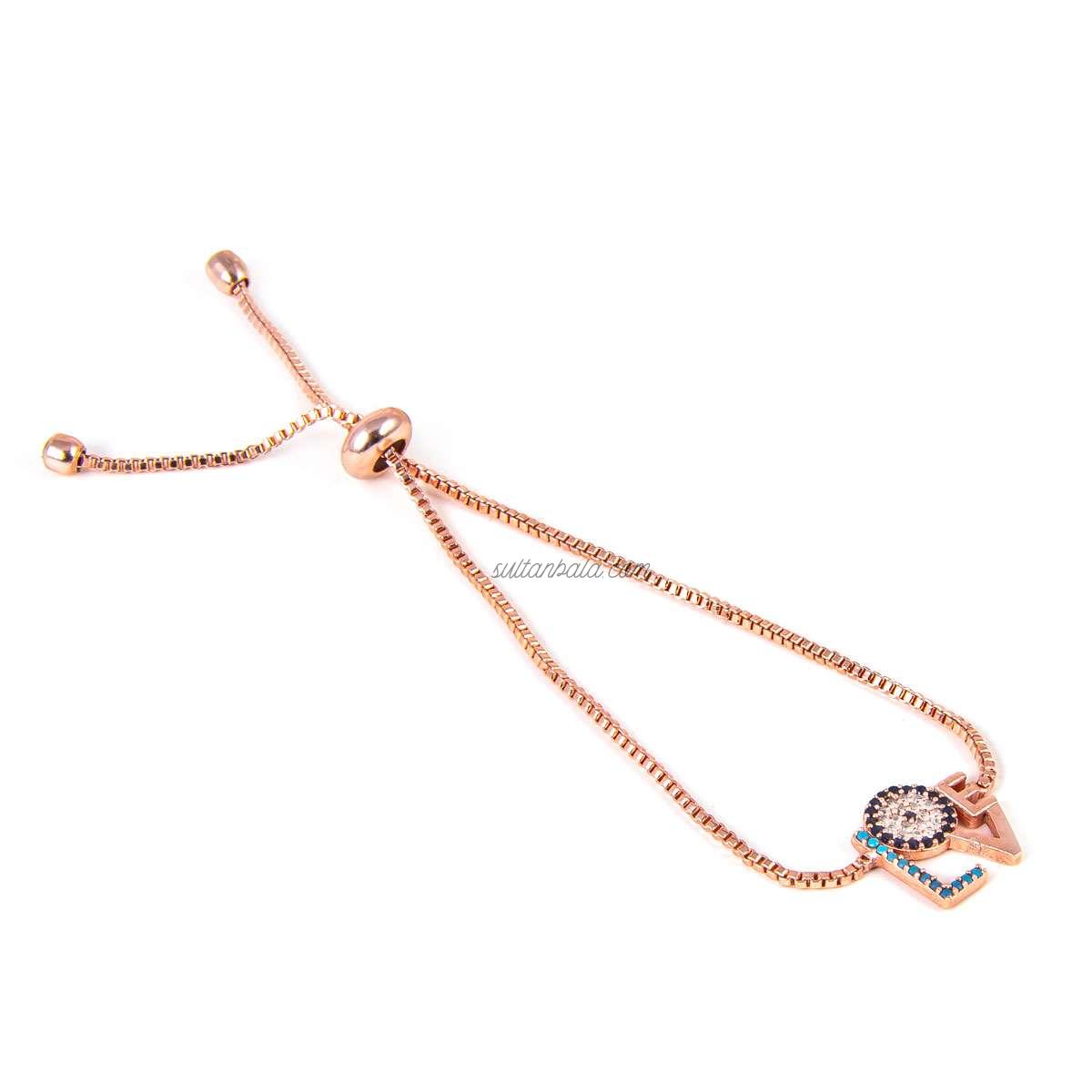 Zircon Beaded Bronze Triangle Bracelet Zircon Plated Love Bracelet