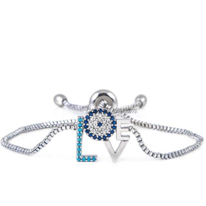 Zircon Plated Loves Bracelet | Silver Color