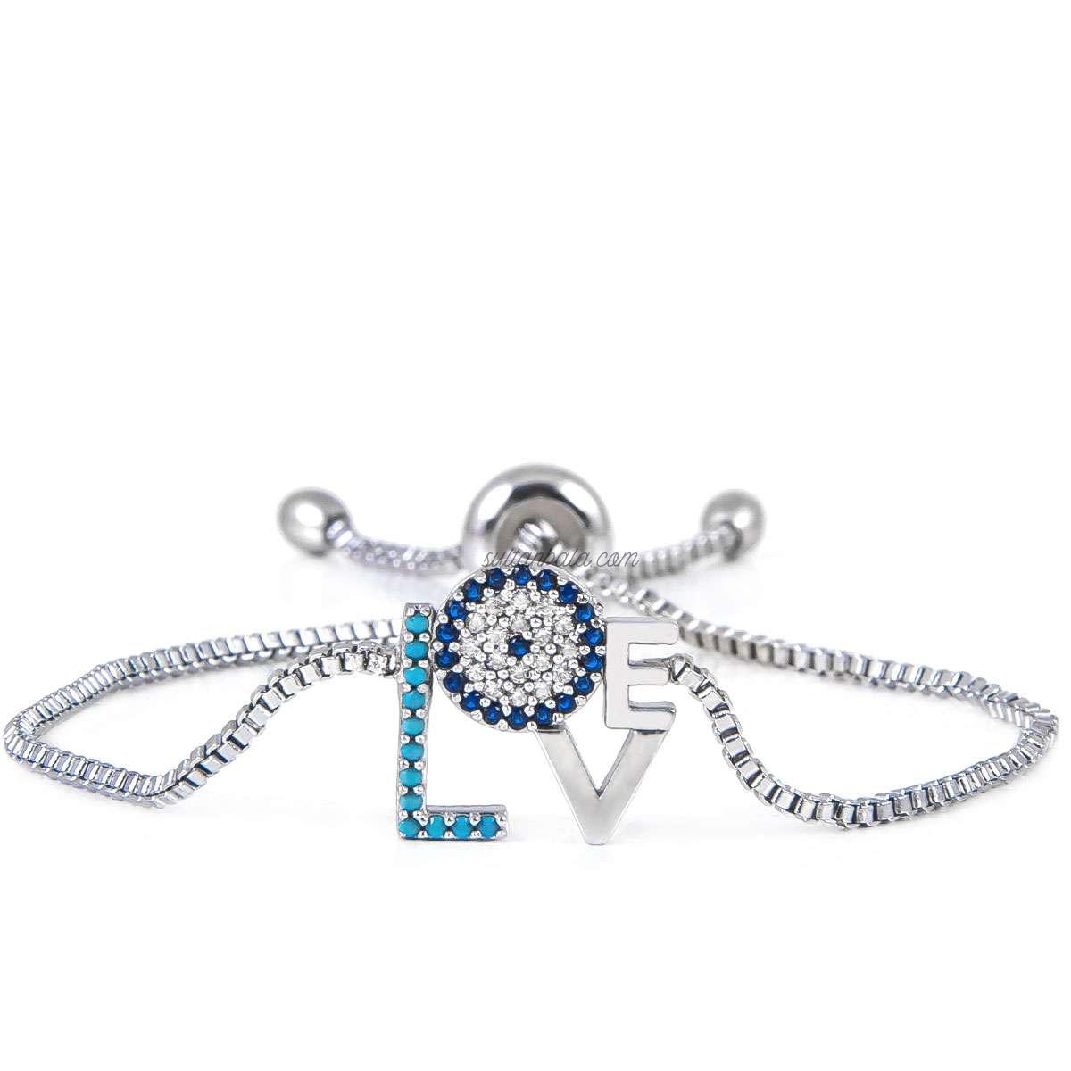 Zircon Plated Loves Bracelet | Silver Color Zircon Plated Loves Bracelet | Silver Color