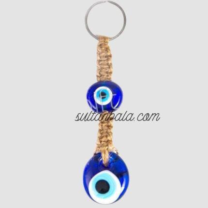 Straw Navy Blue Eye Keychain