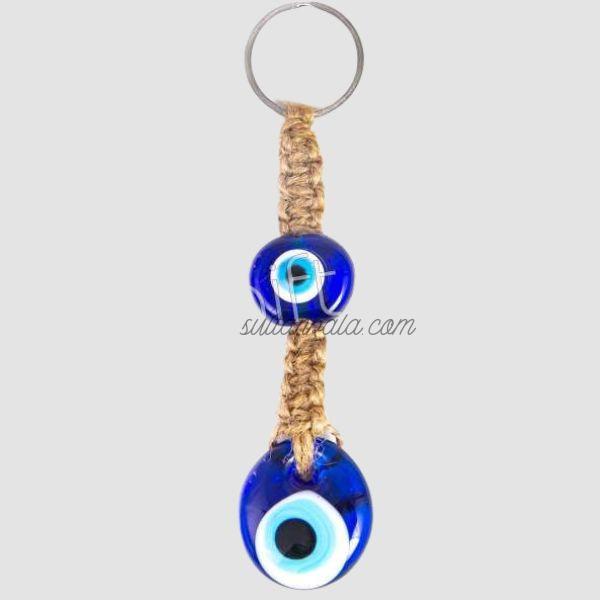 Straw Navy Blue Eye Keychain