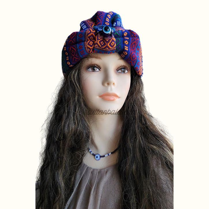 Colorful Striped Evil Eye Beaded Hat Colorful Striped Evil Eye Beaded Hat