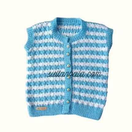 Blue And White Knitting Baby Boy Vest
