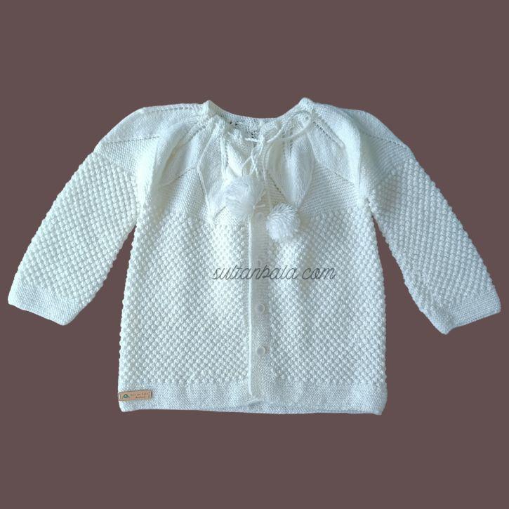 White Colored Baby Girl Cardigan White Colored Baby Girl Cardigan