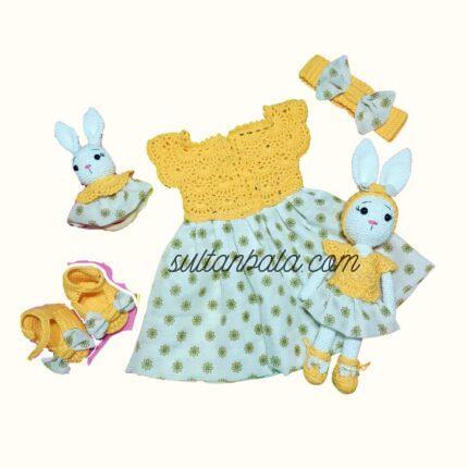 Yellow Baby Girl Dress with Booties