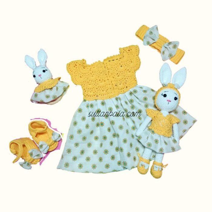 Yellow Baby Girl Dress with Booties