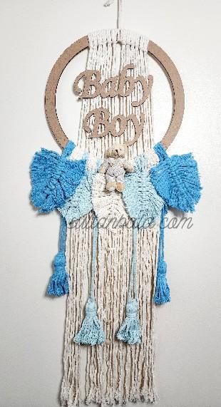 Macrame Dream Catcher Baby Boy Wall Hanging Macrame Dream Catcher Baby Boy Wall Hanging