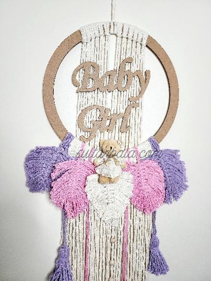Macrame Dream Catcher Baby Girl  Wall Hanging