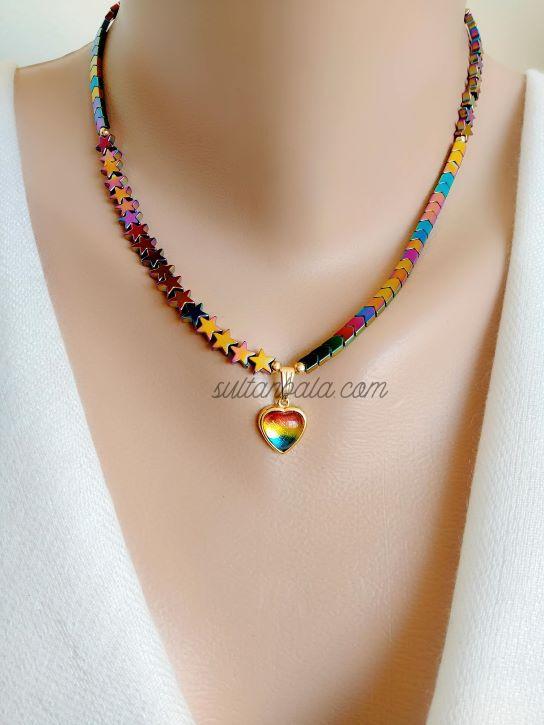 Star and Rainbow Hematite Necklace