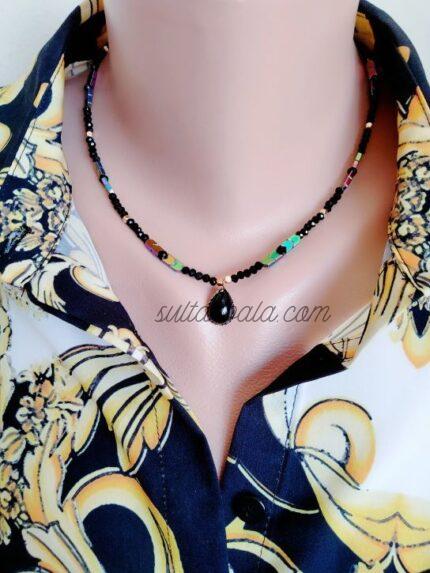 Minimalist Hematite and Black Onix Necklace