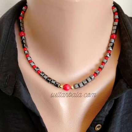 Red Coral and Hematite Necklace