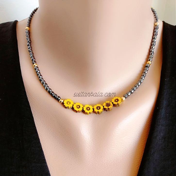 Yellow Flower Hematite Necklace Yellow Flower Hematite Necklace
