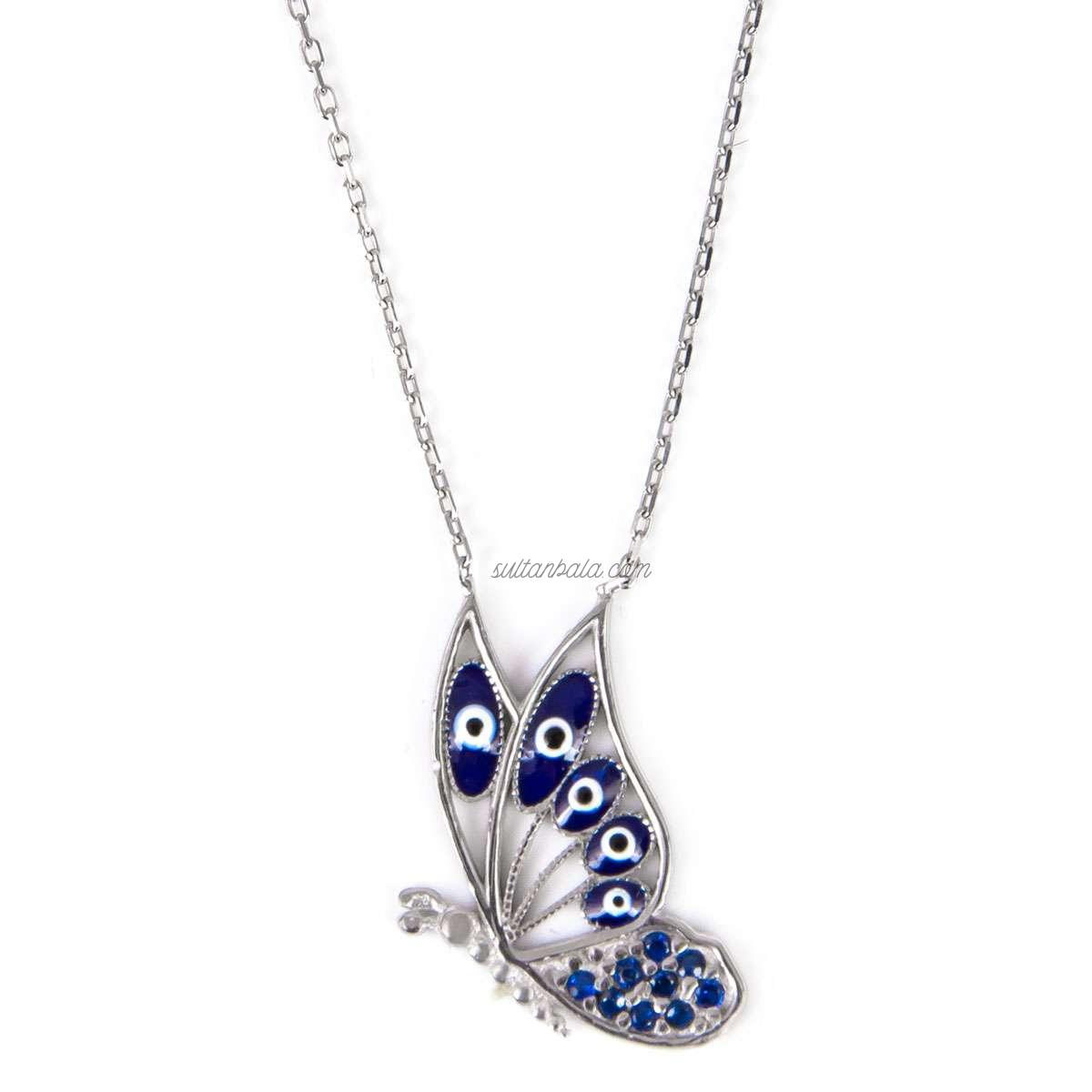 925 Sterling Stone Butterfly Silver Necklace 2.6 Gr 925 Sterling Stone Butterfly Silver Necklace 2.6 Gr