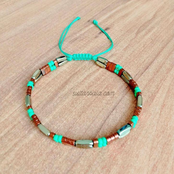 Hematite and Green Bead Bracelet For Men Hematite and Green Bead Bracelet For Men