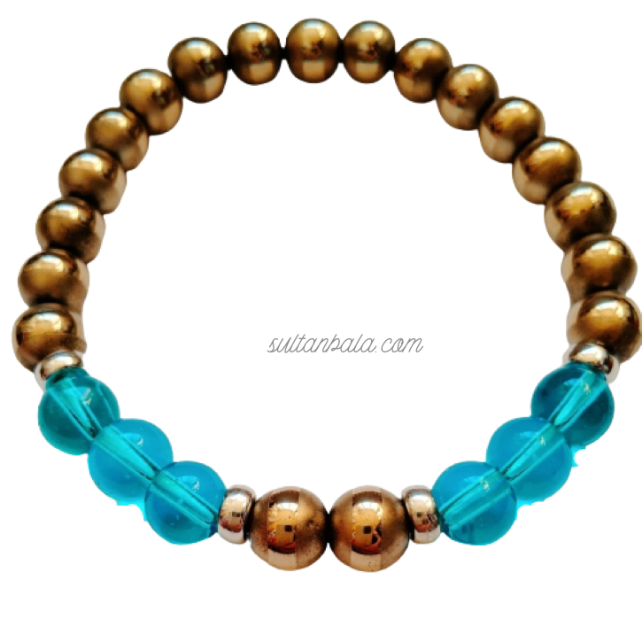 Blue Onix and Gold Hematite Bracelet Blue Onix and Gold Hematite Bracelet