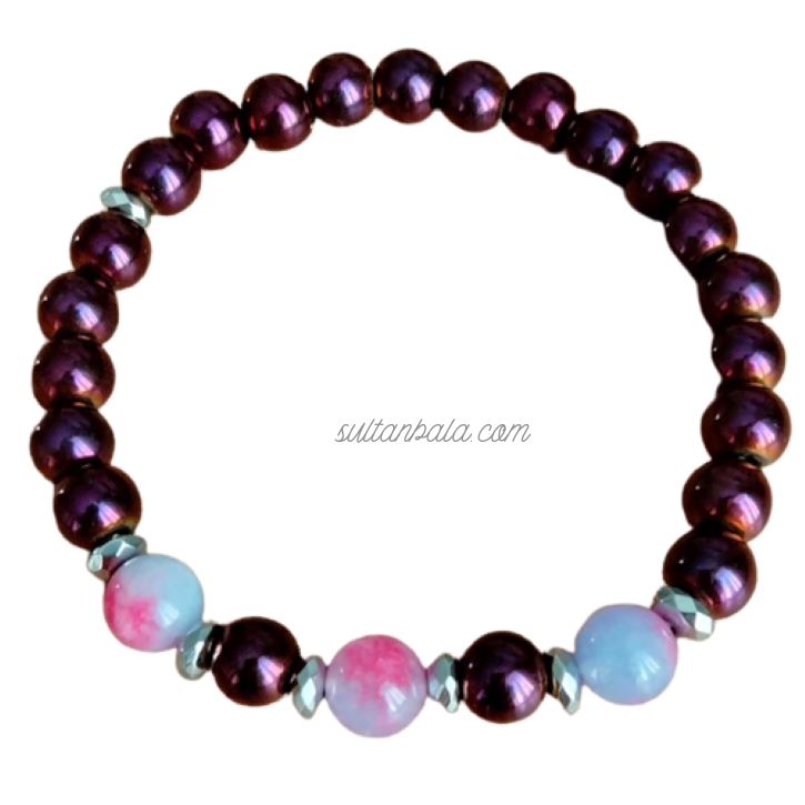 Pink Jade and Purple Hematite Bracelet Pink Jade and Purple Hematite Bracelet