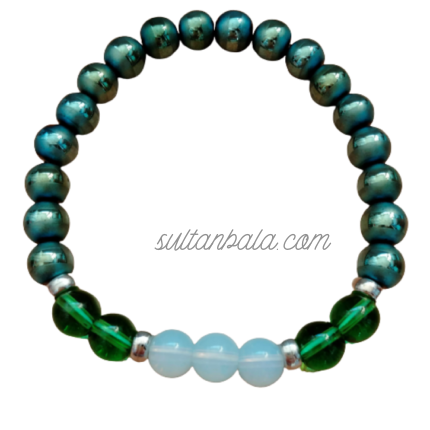 Green Onix, Moonstone and Hematite Bracelet