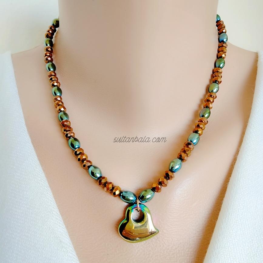 Green Hematite and Crystal Necklace Green Hematite and Crystal Necklace