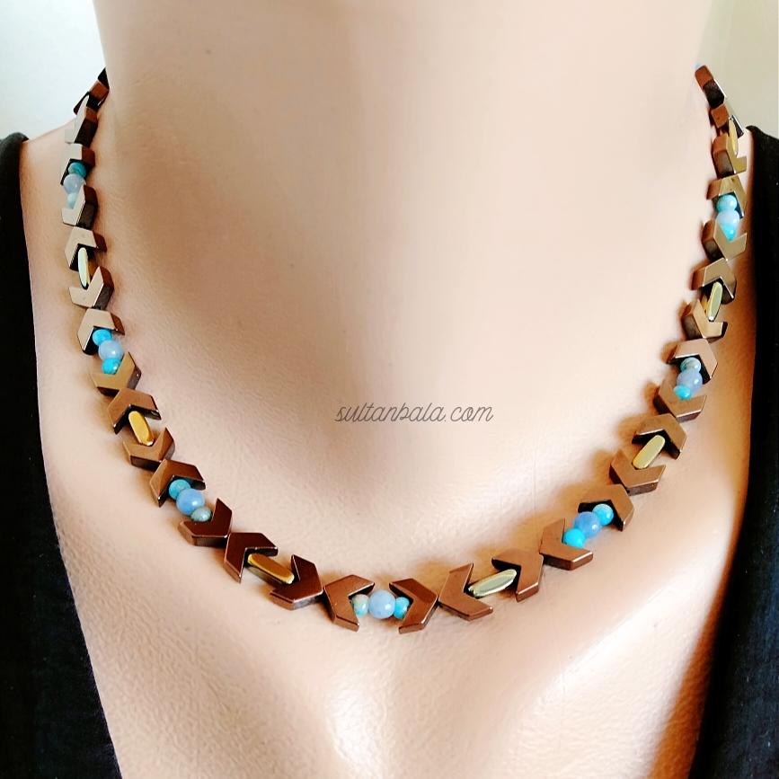Hematite and Blue Agate Necklace Hematite and Blue Agate Necklace