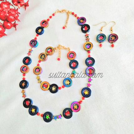 Hematite Jewelry Set, Necklace-Bracelet-Earring