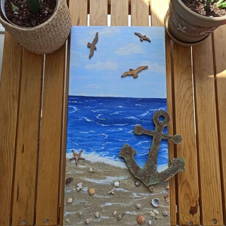 3D acrylic hand painted painting on natural wood, wall decor 3D acrylic hand painted painting on natural wood, wall decor