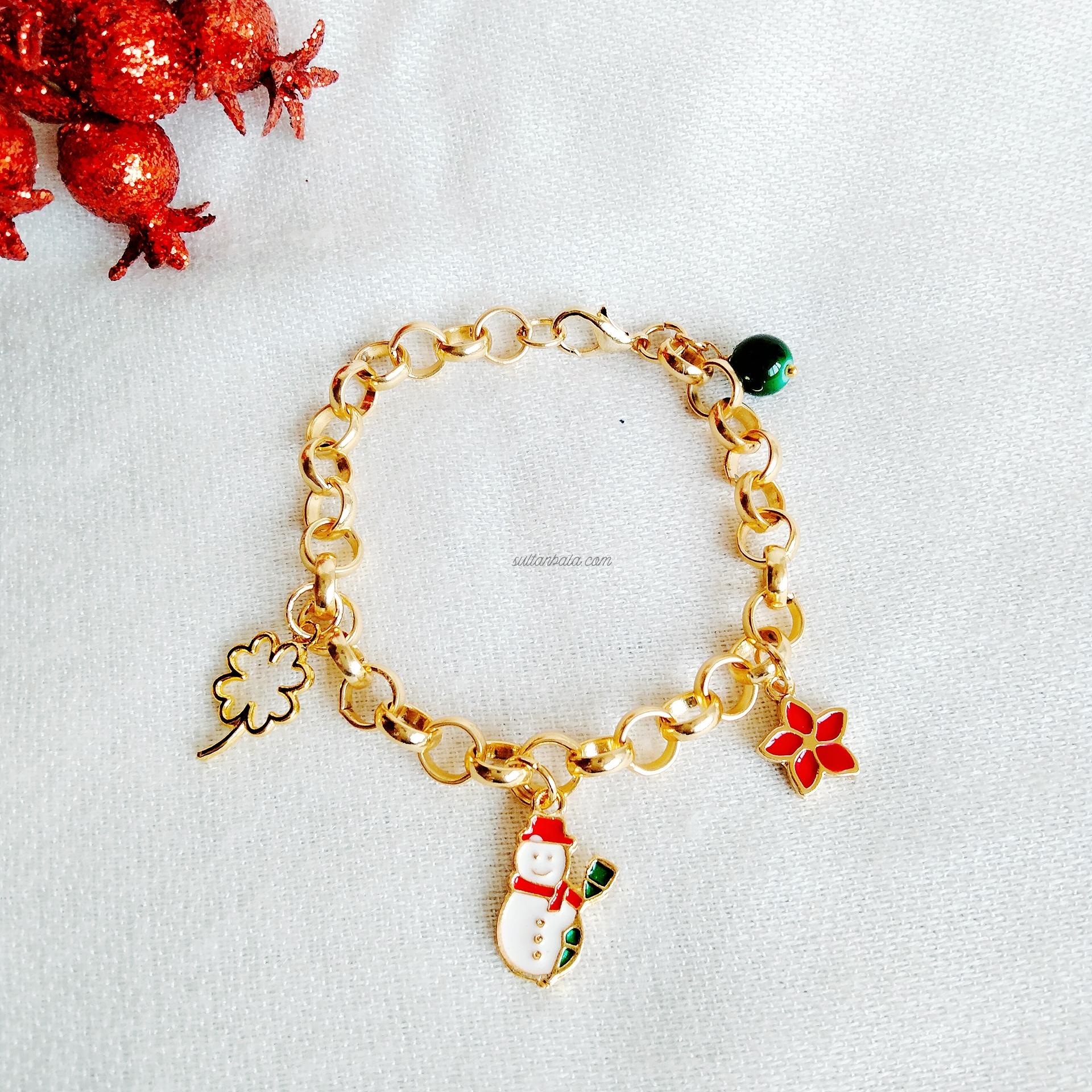 Christmas 24k Gold-Plated Bracelet Snowman Charm Christmas 24k Gold-Plated Bracelet Snowman Charm