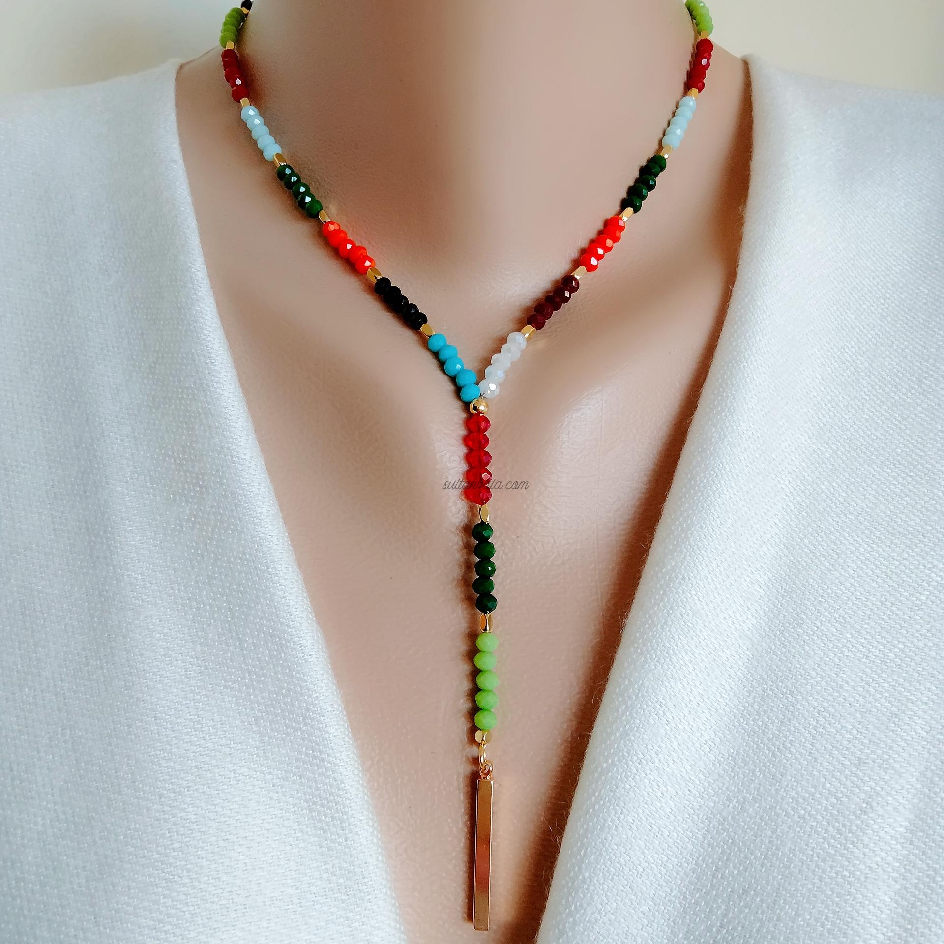 Colorful Design Necklace 24k Gold-Plated Charm Necklace Colorful Design Necklace 24k Gold-Plated Charm Necklace