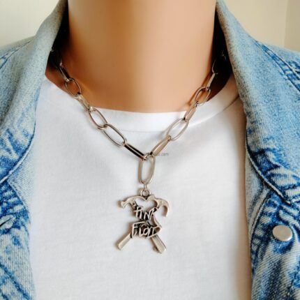 Silver Chain Necklace with Charm