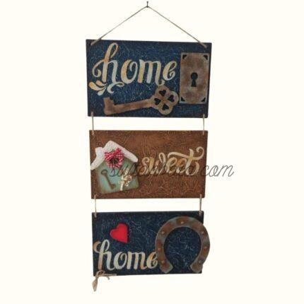 Decorative Wood Painting Handmade Door and Wall Ornament 3 pieces Home Sweet Home