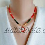 Christmas Santa Claus Charm Necklace, 24k charm, Crystal Beads
