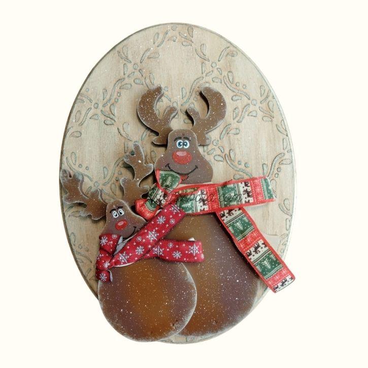 Wooden Painting Handmade Wall Board Mother Baby Deer Wooden Painting Handmade Wall Board Mother Baby Deer