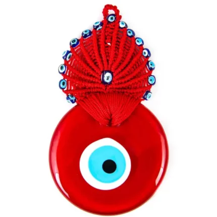 Peacock Macrome Wall Ornament Red