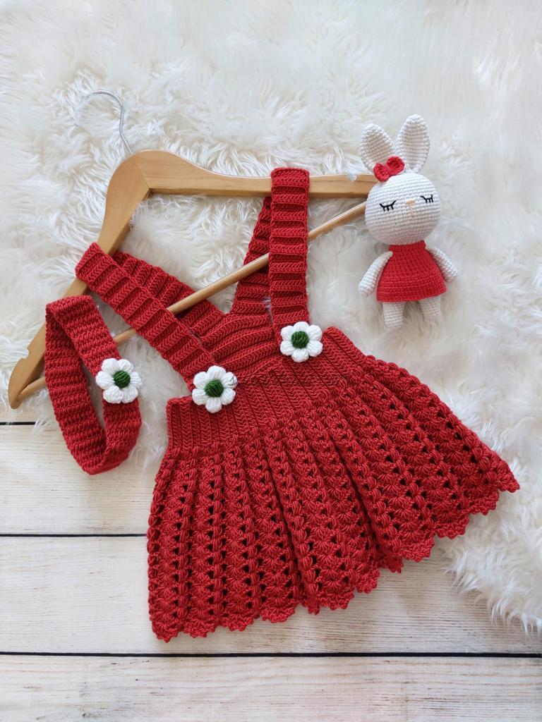 Red newyear baby dress Red Knitting Baby dress