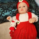 Knitting Red Dress Christmas Girls Flannel Outfit