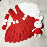 Christmas Knitting Red Dress Set with Flannel Outfit