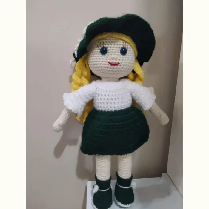 Amigurumi Blonde Haired Doll in Green Skirt