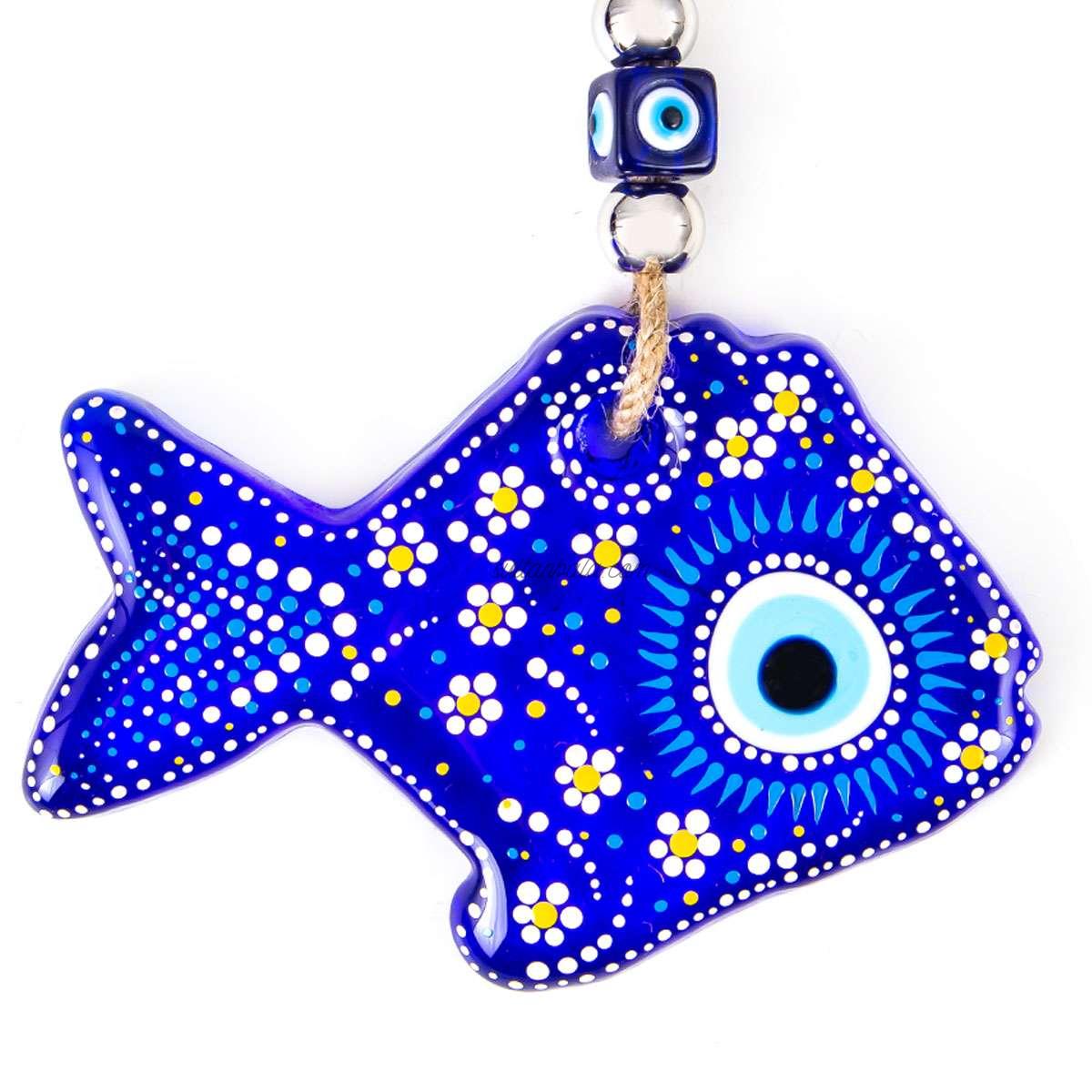 Handmade Fish Wall Ornament with Yellow Flowers Handmade Fish Wall Ornament with Yellow Flowers