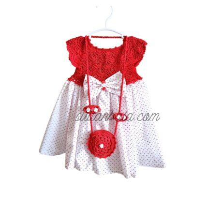 Girl Red Color Short Sleeve Dress