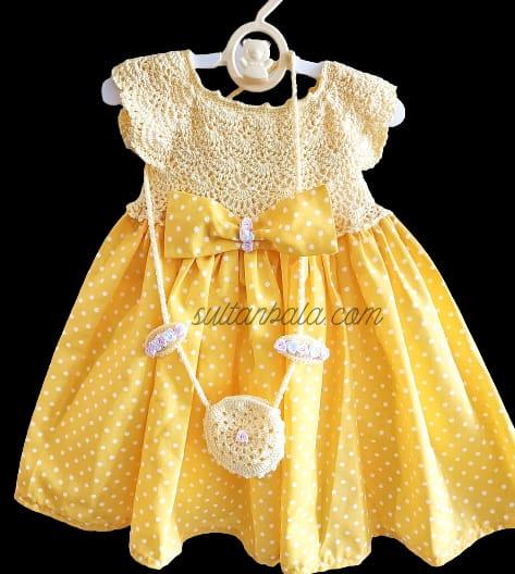 Hand-Knitted Baby Girl Dress Yellow