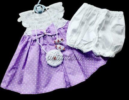 Hand-Knitted Baby Girl Dress Set Lila