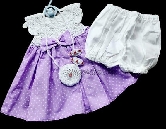 Hand-Knitted Baby Girl Dress Set Lila Hand-Knitted Baby Girl Dress Set Lila