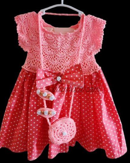 Hand-Knitted Baby Girl Dress Red