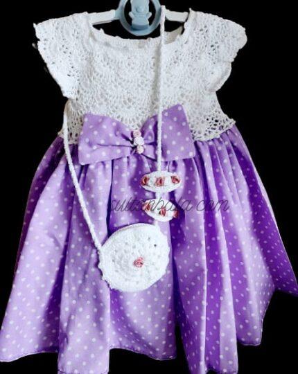 Hand-Knitted Baby Girl Dress Lila