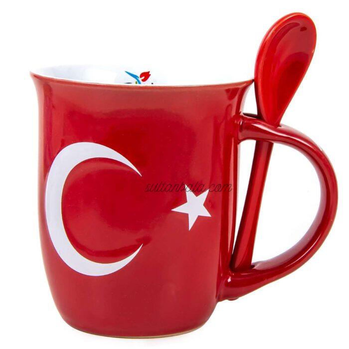 Turkish Flag Mug with Spoon